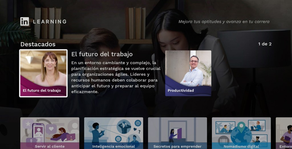 Pantalla de la Living App de LinkedIn Learning